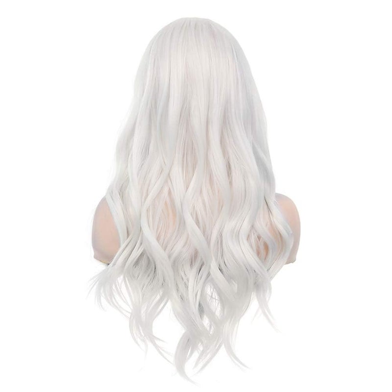 Baruisi Cream White Wigs for Women Long Curly Wavy Synthetic Hair Wig Natural Middle Parting Heat Resistant Costume Cosplay Use - Image 5